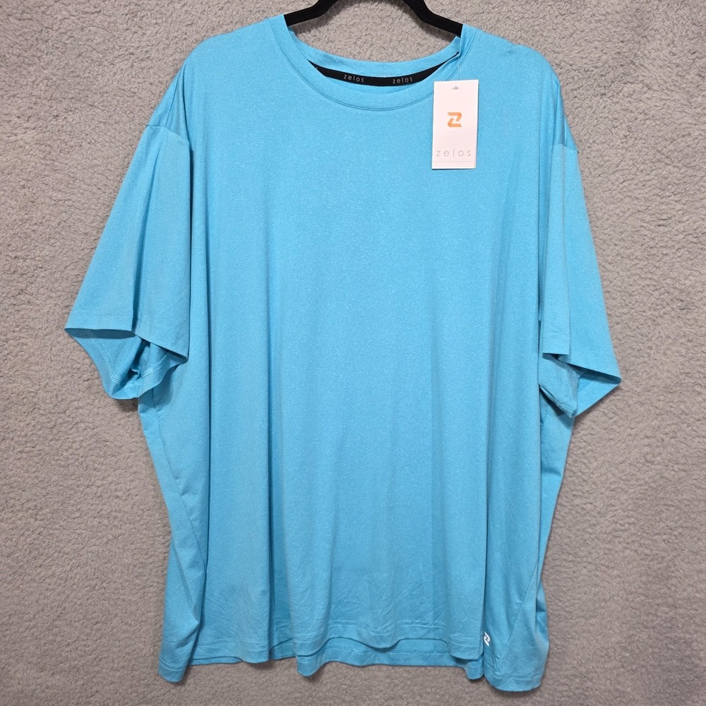 ZELOS Mens 3X Big Tall Blue Moisture Wicking T-Shirt Athletic Performance NWT